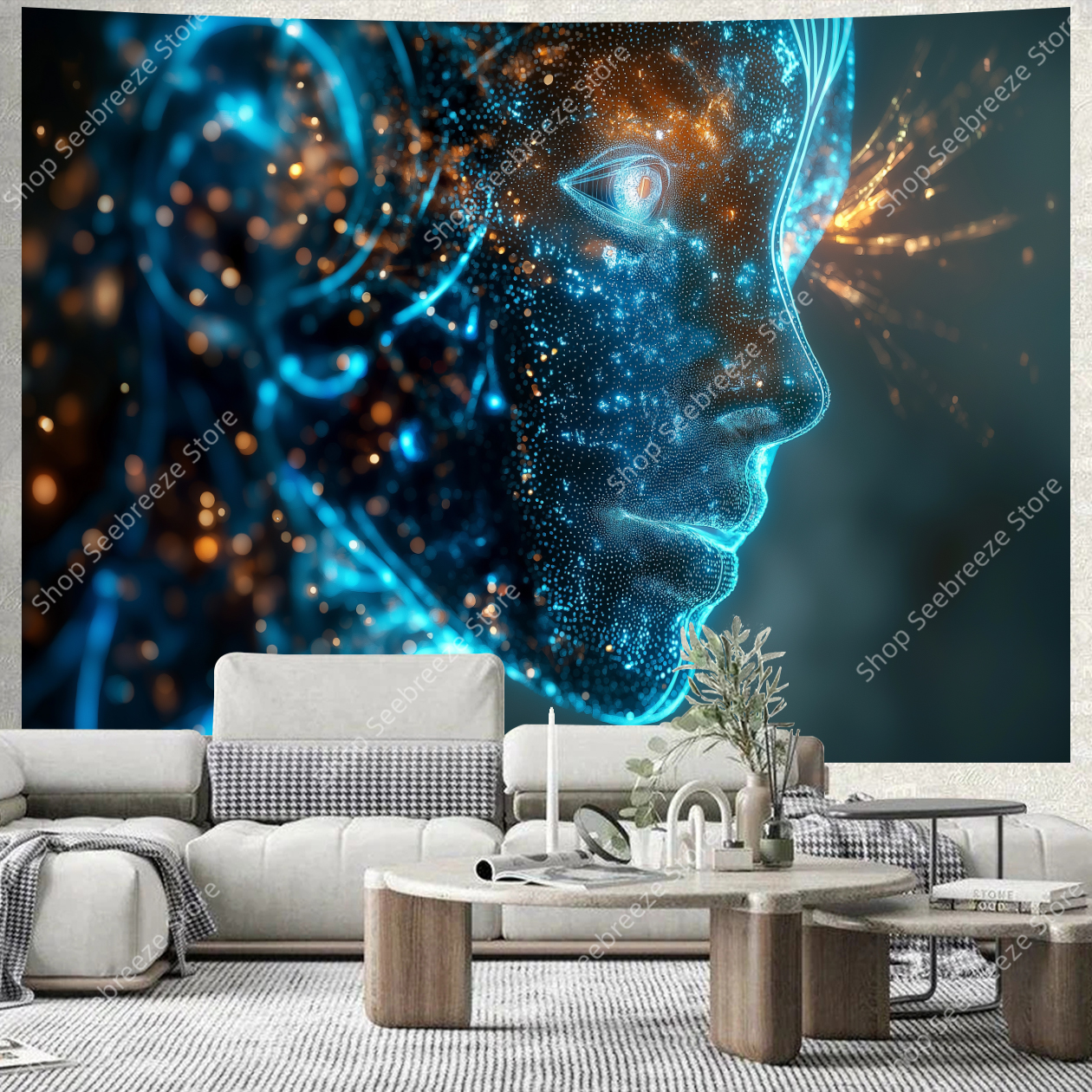 Cyberpunk Circuit Board Tapest - Tech Office Wall review and price