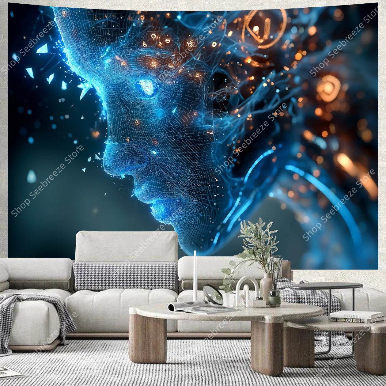 Cyberpunk Circuit Board Tapest - Tech Office Wall review and price
